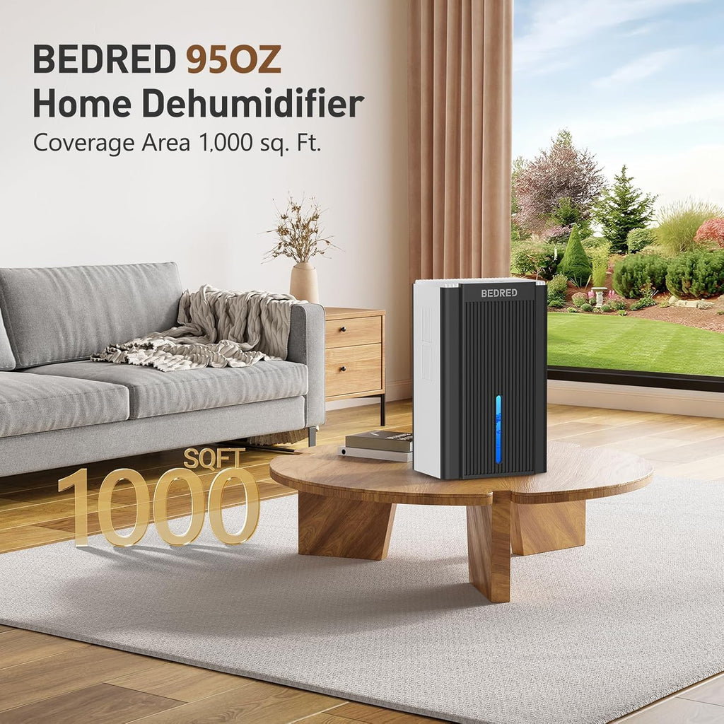 Skiennix 95OZ Dehumidifier for Home - Quiet Operation with Auto Shut Off & 7 Color Ambient Light | Ideal for 1000 Sq.Ft Spaces (White/Black)