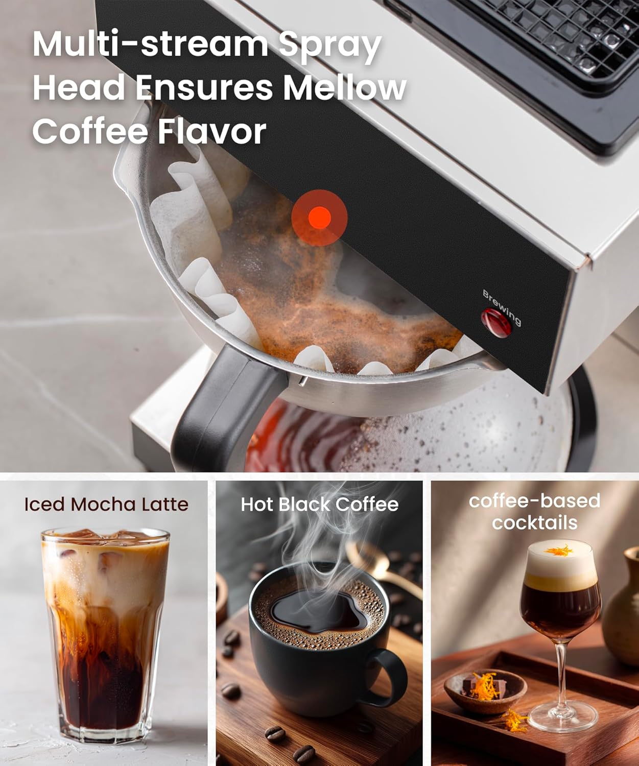 SYBO 12-Cup Coffee Maker - Commercial Pour Over Brewer with Dual Warmers & Stainless Steel Design