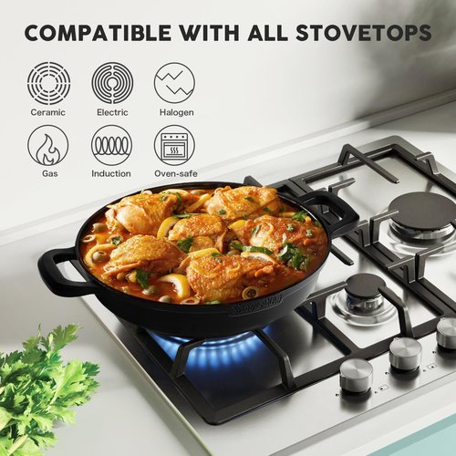 INSETFY Non-Stick Frying Pan/Skillet 11", 3QT Tagine Pan,Cast Aluminum Pans with Lid, Stove/Oven-to-Table Cookware, Dishwasher Safe& Compatible with All Stovetops（Black）