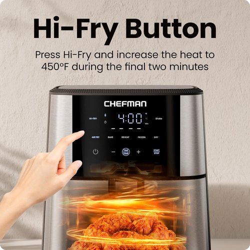 Chefman Air Fryer 6 Qt - TurboFry® 5-in-1 with 450°F Hi-Fry for Crispier Results | XL Nonstick Basket