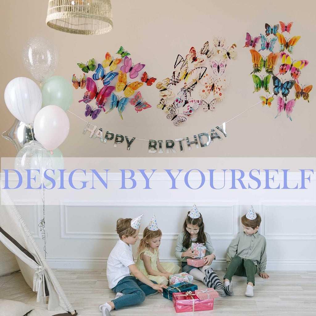 OPSEAM 3D Butterfly Wall Decor - 72 PCS White Butterfly Stickers with Magnets for Party Decorations