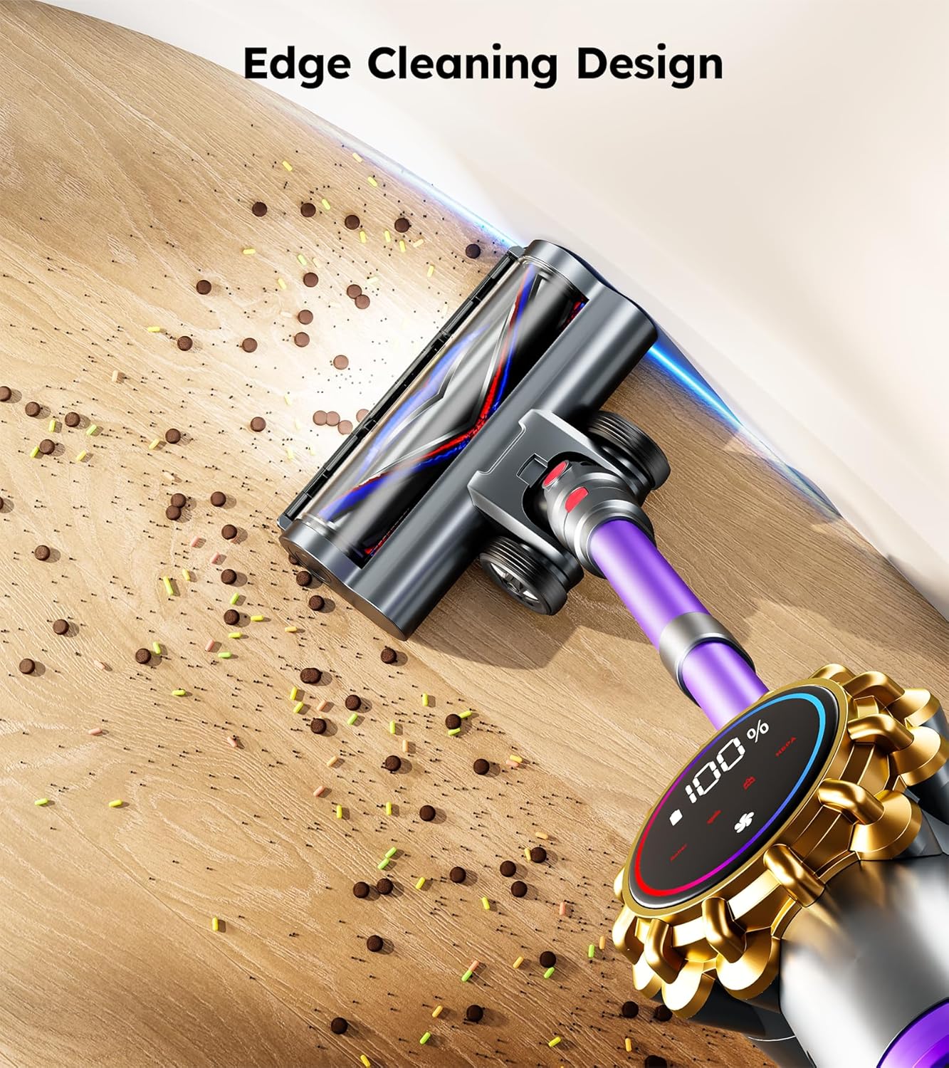 Skiennix Cordless Vacuum Cleaner - Powerful 550W, 45KPA Suction | 60-Minute Runtime, LED Display, 8-in-1 Design for Pet Hair & Hard Floors