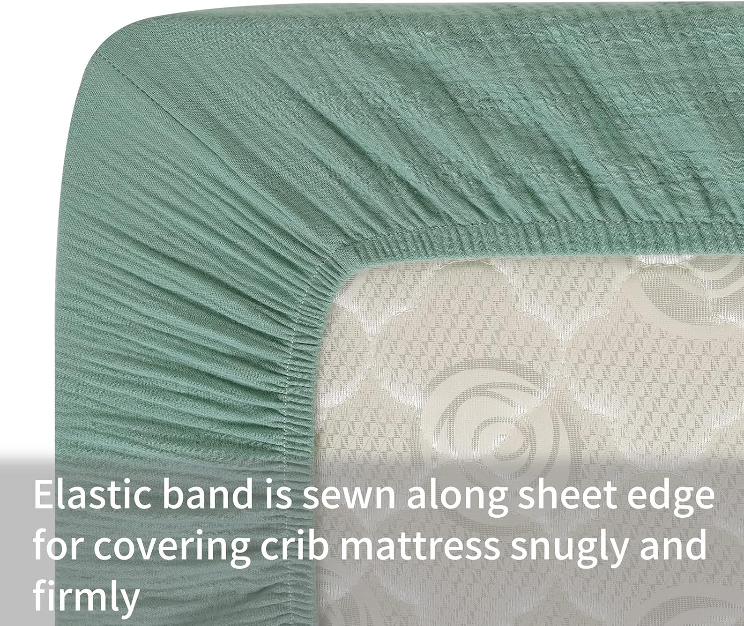 Onacosht Muslin Crib Sheets - Soft, Breathable 100% Cotton Fitted Sheets | 52" x 28" | 2-Pack in Grey & Green