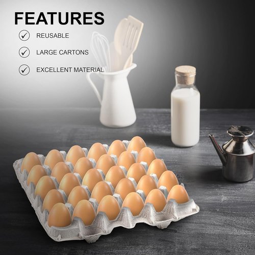 MT Products Pulp Fiber Egg Cartons - Holds 30 Eggs | Durable Egg Crate for Chicken Farms (Pack of 15)