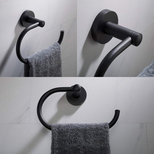 KRAUS Elie Bathroom Towel Ring, Matte Black Finish, KEA-18825MB