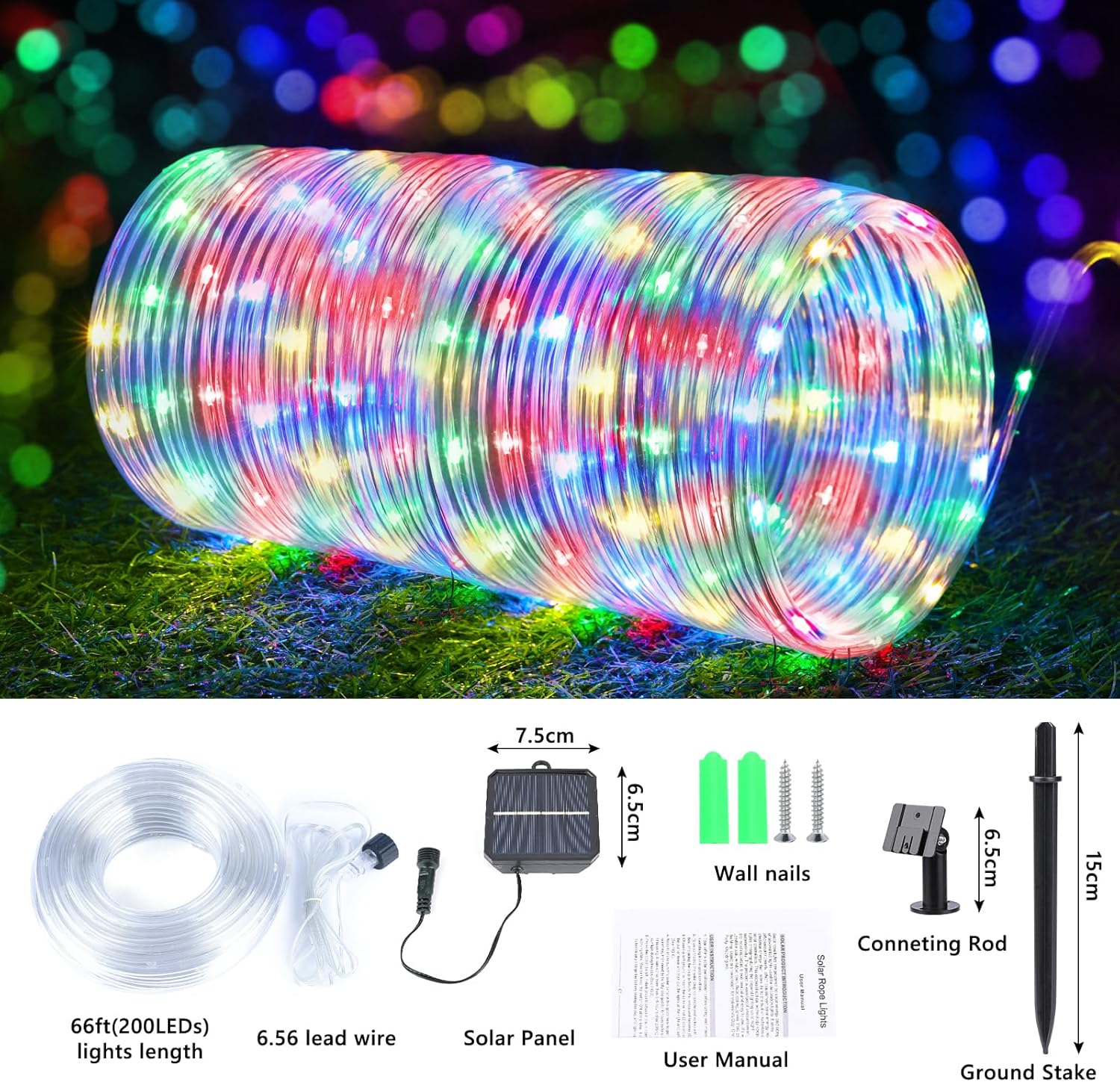 Solar Rope Lights by [Brand Name] | 132ft 400LED Waterproof Outdoor String Lights - 8 Modes for Garden & Patio Decor