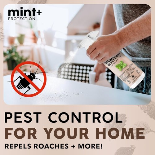Mint+ Roach Repellent Spray - Long-Lasting Indoor & Outdoor Cockroach Control, 16 oz (475mL)