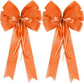Hongsome Fall Bows for Wreaths Decor - 2 PCS Decorative Orange Burlap & Glitter String Bows for Autumn