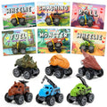 SANANT Valentines Day Cards for Kids School - 24 Pack Pull Back Monster Dinosaur Truck Toys with Cards, Valentines Day Gifts for Kids, Valentines Classroom Exchange Prizes, School Party Favor Toys