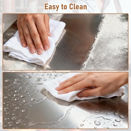 Tcatec 304 Stainless Steel Cutting Board with Rolling Pin, 32"x20" Extra Large Non-Slip Chopping Board with Lip, Dishwasher Safe & Non-Stick Metal Pastry Board for Baking, Kneading, Veggies & Fruit