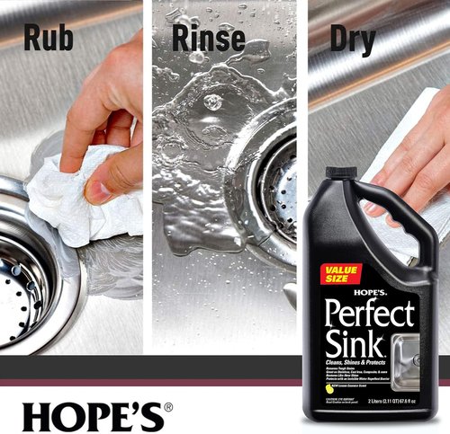 HOPE'S Perfect Sink Cleaner - Restorative Water-Repellent Formula for Stainless Steel & More | Value Size