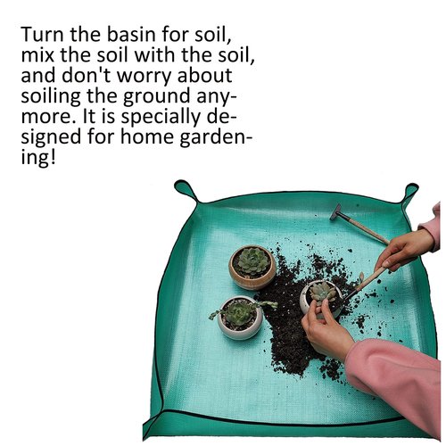 QDXATIVP 2PCS 39.4" x 39.4" Foldable Waterproof Square Mat for Plant Repotting & Soil Changing, Indoor Succulent Potting & Gardening Mat