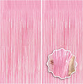 Pastel Pink Foil Fringe Curtain Backdrop - 3.3x8.2ft Party Decorations | Perfect for Birthdays & Celebrations