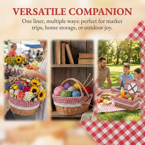 Abaodam Washable Basket Liners - Reusable Fabric Inserts for Wicker & Wire Baskets | Boho Farmhouse Style