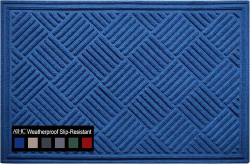 A1HC Durable Heavy-Duty Door Mat - Waterproof & Easy Clean | 18x30 Inches, Checkered Blue