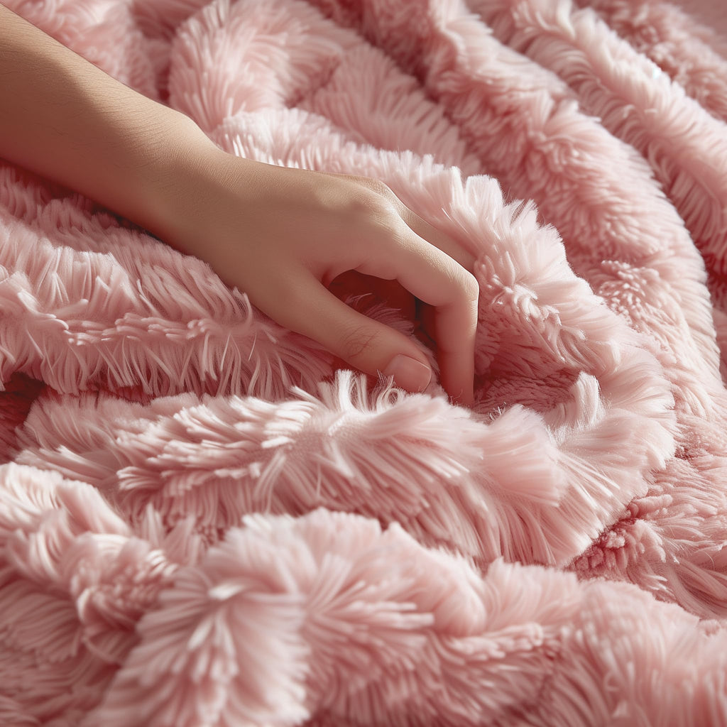 Hyde Lane Blush Pink Throw Blanket for Couch Sofa, Reversible Ultra Soft Faux Fur Fluffy Fuzzy Throw Blankets - 60x80 Rose Gold