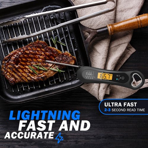 Meat Thermometer Digital - Instant Read Cooking Thermometer with Backlight & Calibration | Perfect for BBQ, Turkey, Candy