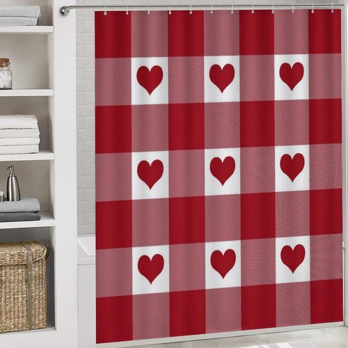 AIXMJZQ Valentines Shower Curtain Bathroom Love Farmhouse Holiday Bathroom Decor 72x72 Inches with 12 Hooks