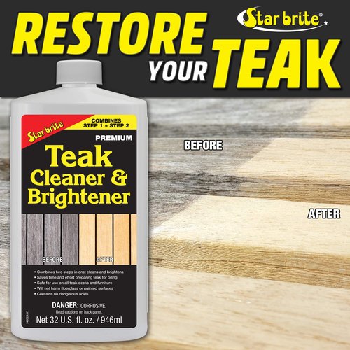 Star Brite Teak Cleaner & Brightener, Restore Weathered Wood, 32oz (094932)