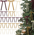 Skiennix 24 Pcs Velvet Bows - Vintage Ribbon Bows for Christmas Tree & Crafts | Burgundy, Khaki, Beige (5 x 7 Inch)