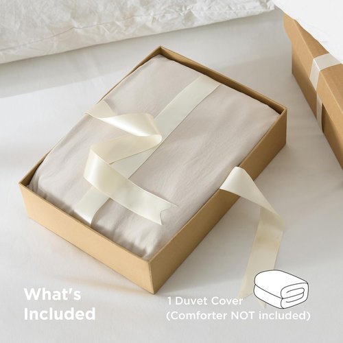 Bedsure Duvet Cover - Extra Soft Prewashed Cotton-Like Polyester | Full Size 80x90 Inches, Linen