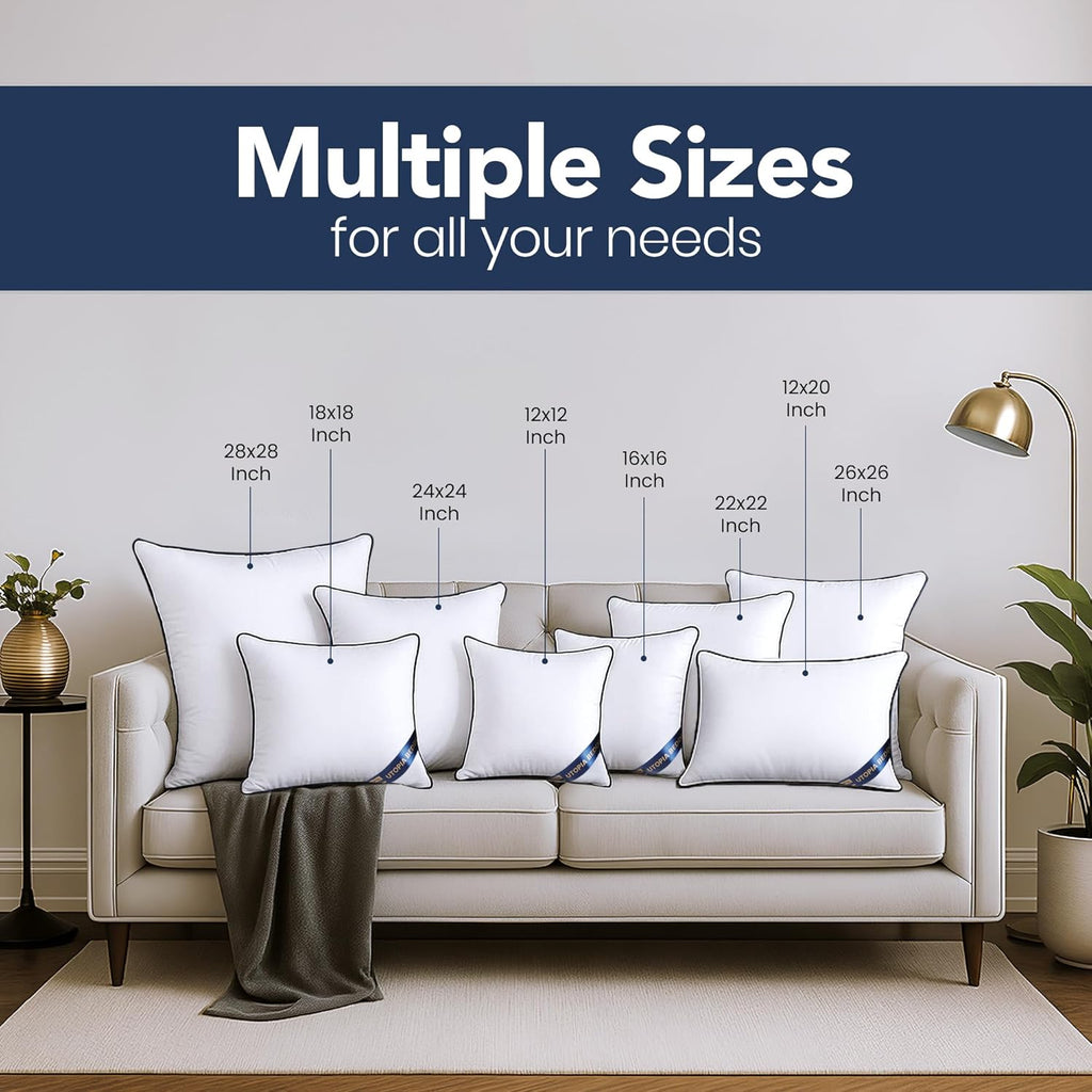 Utopia Bedding Throw Pillow Inserts - Pack of 4 White Decorative Pillows | 18 x 18 Inches for Sofa & Bed