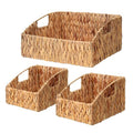 Ollieroo Rattan Storage Baskets, Handwoven Wicker Storage Bins with Built-in Handles, Storage Container Baskets for Shelves, Bedroom, Bathroom, Laundry Room or Kitchen(Natural)