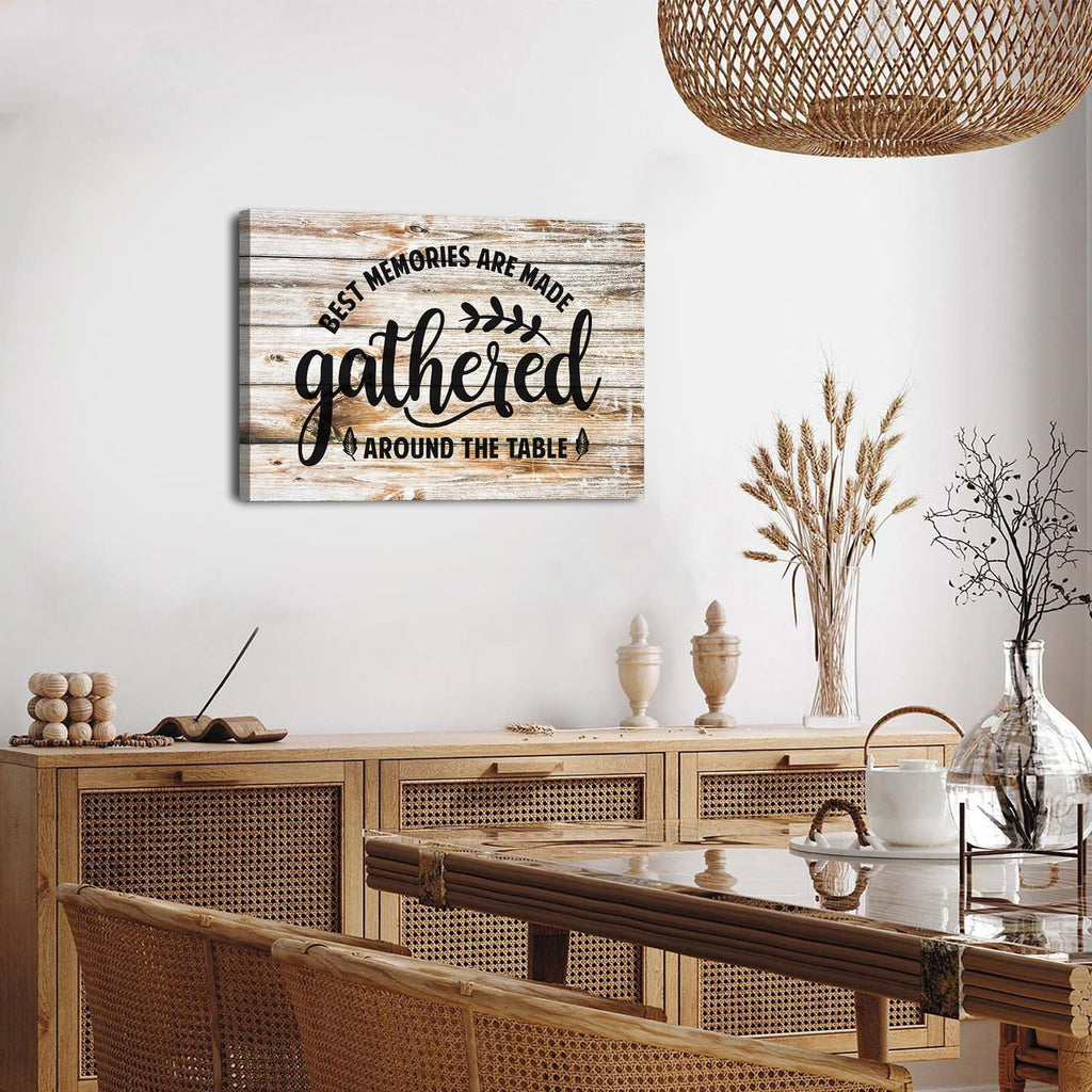 Gather Signs for Home Decor Farmhouse Dining Room Wall Art Kitchen Canvas Prints Gather Sign Wall Decor Rustic Kitchen Wall Art Decor Inspirational Sayings Quotes Poster Painting Family Artwork 16x24"