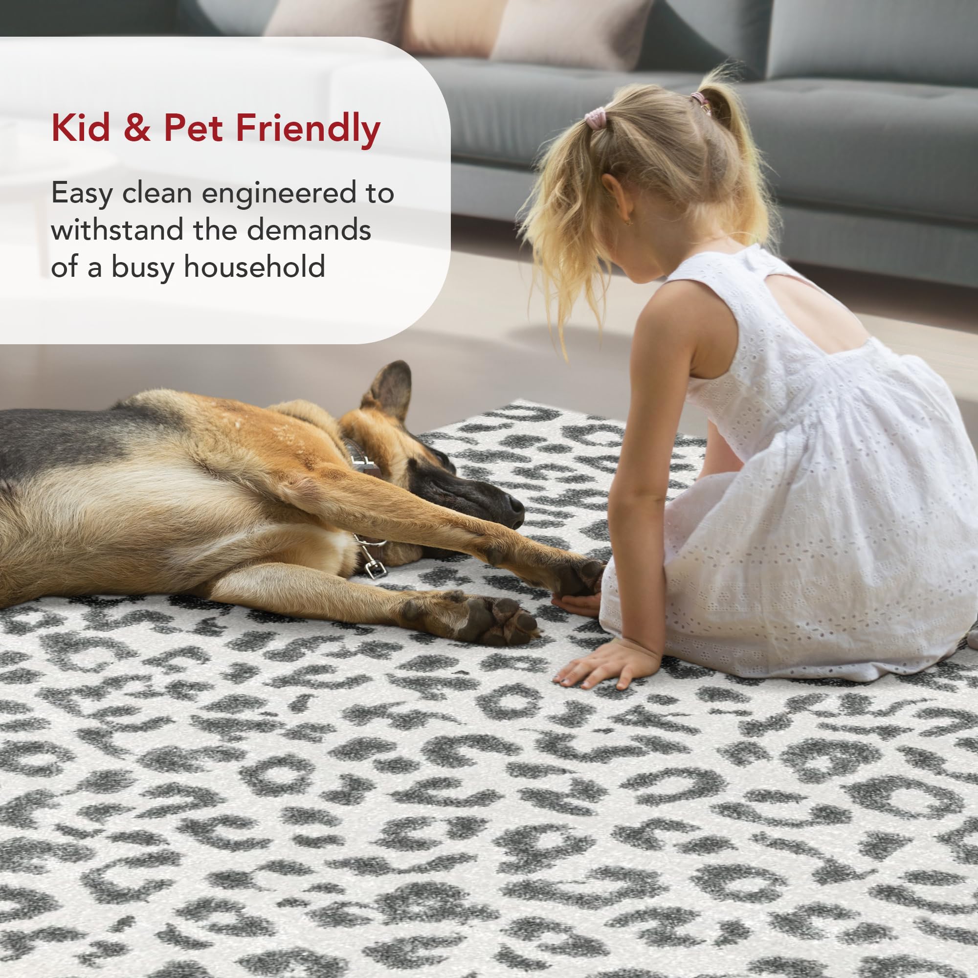 Nuloom Annette Grey/Off-White, 6'7" x 9', Leopard Print, Soft and Cozy, High Traffic, Stain Resistant, Easy Clean, Durable Area Rug for Bedroom, Living Room, Dining Space, Den, Foyer, Entryway