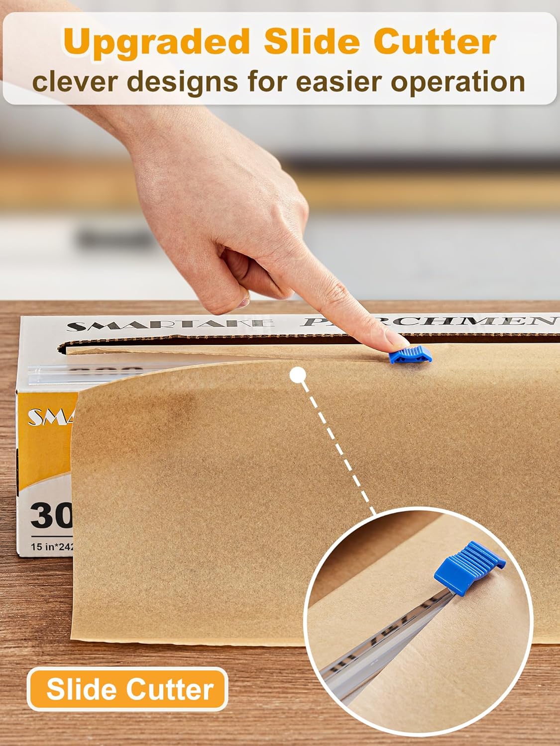 SMARTAKE Non-Stick Parchment Paper Roll - Heavy Duty 15" x 242 ft for Baking, Cooking & Grilling