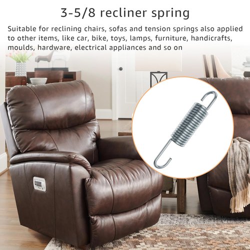 kzfuli 3-5/8 Inch Replacement Recliner Chair Mechanism Furniture Tension Springs Long Neck Style ，Long Neck Hook Style-Recliner Replacement Parts-3.46 Inch Inside Hook to Hook (Silver White 2Pcs)