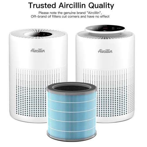 Aircillin Air Purifier AP070A & AP070B Replacement Filters, Efficiency Activated Carbon, High-efficiency HEPA Filter, 4 Pack