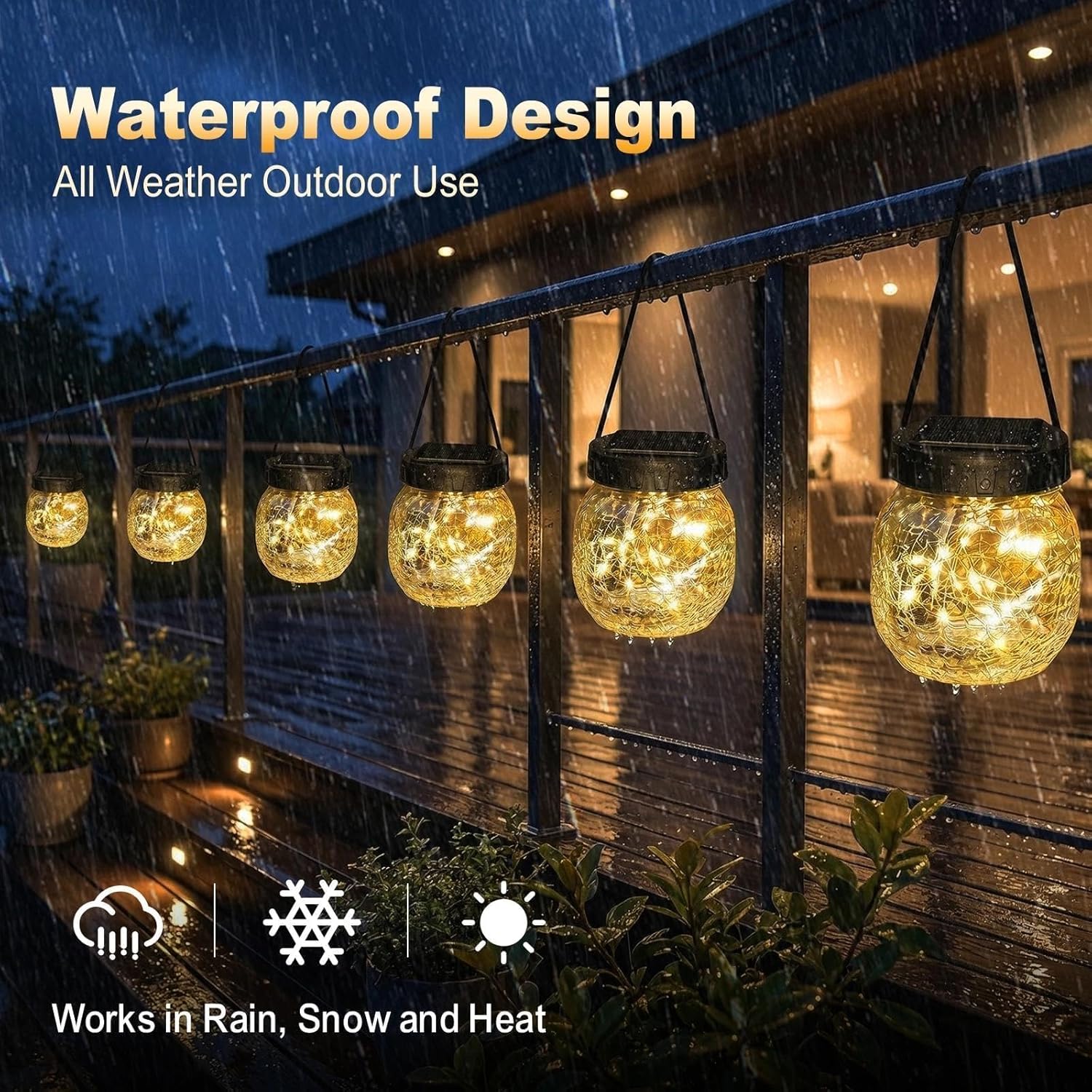 Skiennix 12 Pack Small Solar Lanterns - Waterproof Cracked Glass Globe Lights for Outdoor Decor | Warm White