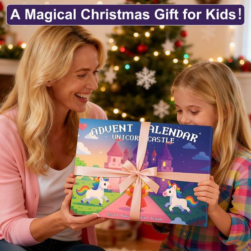 Magnetic Blocks Advent Calendar 2025 for Girls, 24 Days of Christmas Countdown with Princess Unicorn and Castle Building Kit, Xmas Gift Stocking Stuffers for Kids