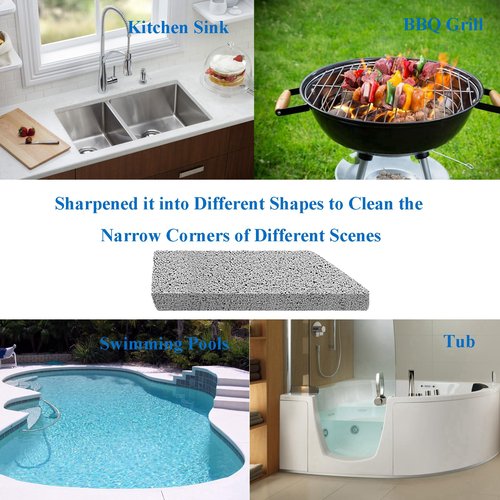 Pumice Stone Toilet Bowl Cleaner with Handle, Pumice Sticks Pumice Scouring Pad Powerfully Remove Hard Water Ring, Calcium Buildup, Cleaning Pool, Toilet, Kitchen Sink, Grill, Bathtubs, 5 Pack Blue