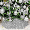 XmasExp Christmas Tree Collar 33.5 inch Sequin Tree Skirt for Christmas Holiday Home Decor Xmas Tree Ring Stand Base Cover Large Size 6 Piece Silvergrey