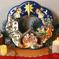 Holy Family Wreath Decorations Christmas Front Door Wreaths Sign Wooden Nativity Scene Christmas Wreath Religious Door Decoration for Window Xmas Home Wall Decor(Holy Family)