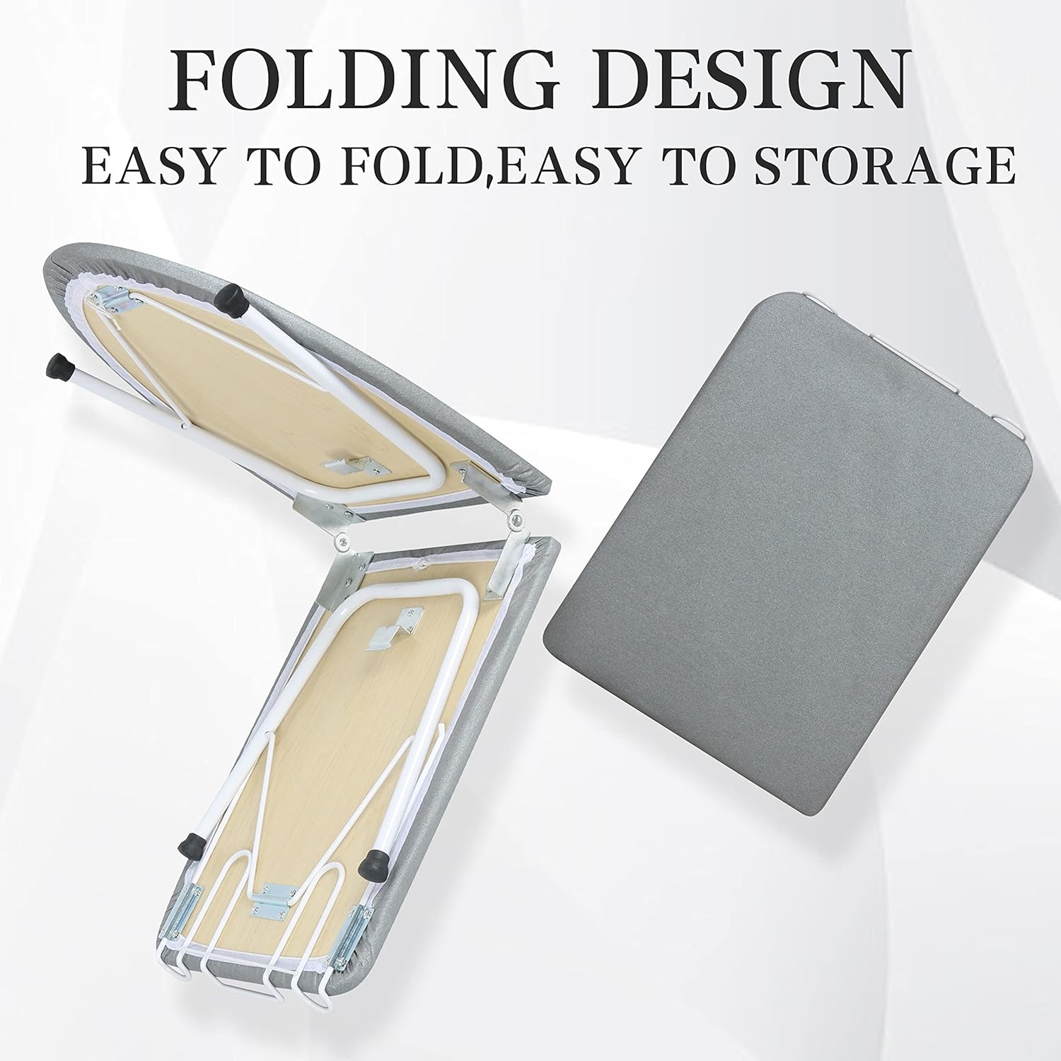 ZOES HOMEWARE Portable Ironing Board - Foldable Design with Heat Resistant Cover & Cotton Pad | 31.5"x11.8"x7", Grey
