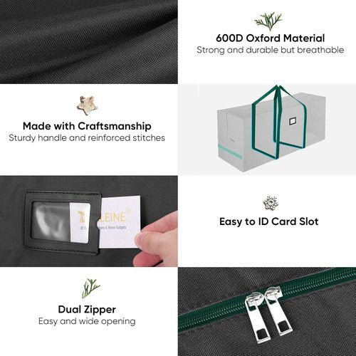 BALEINE Christmas Tree Storage Bag - Heavy Duty 900D Oxford Fabric, Extra Large with Reinforced Handles & Dual Zippers (Black)