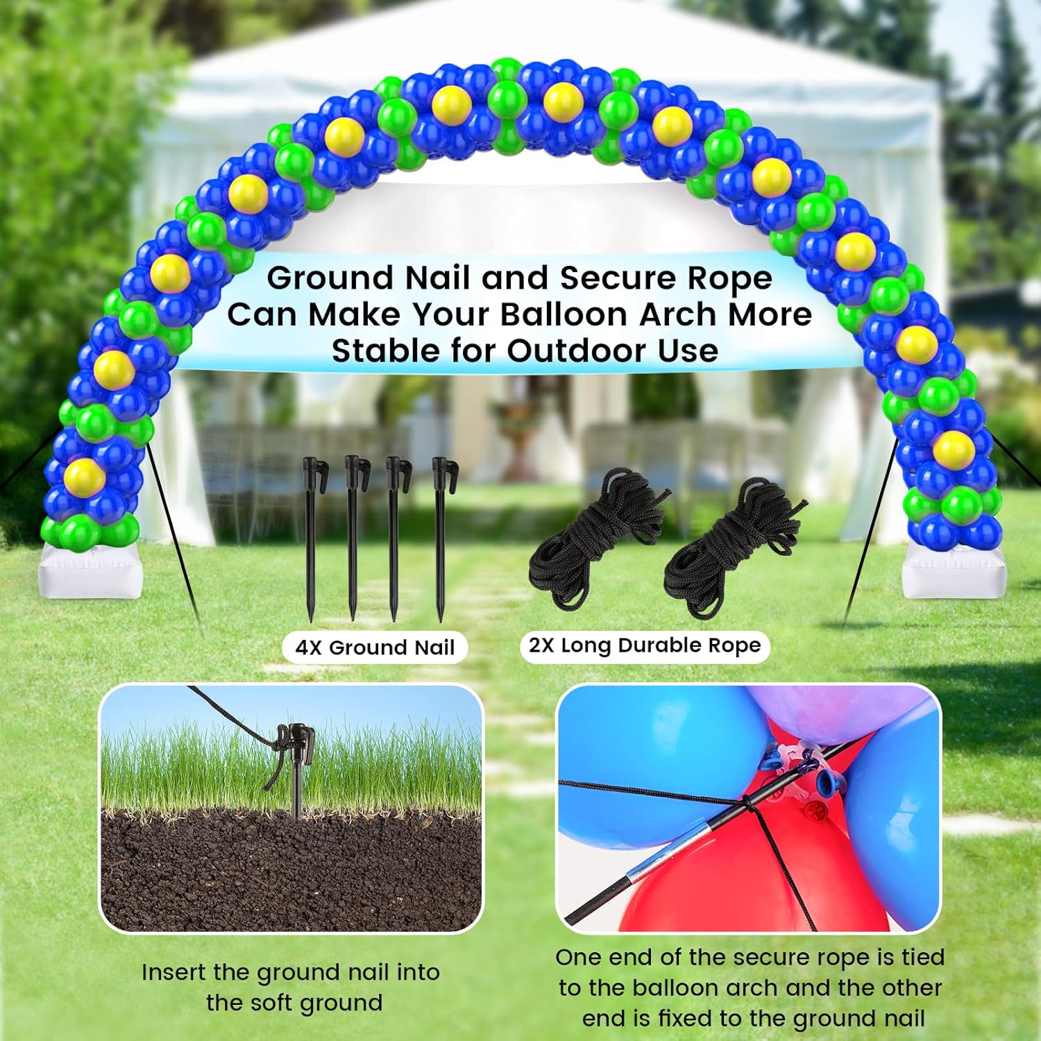 Voircoloria Balloon Arch Kit - 10ft Stand with Base & Pumps for Graduation, Wedding, & Party Decor