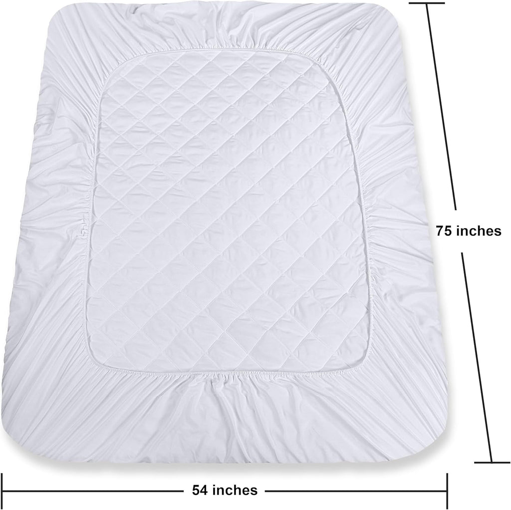 Utopia Bedding Quilted Fitted Mattress Pad - Full Size Deep Pocket Protector | Machine Washable, White