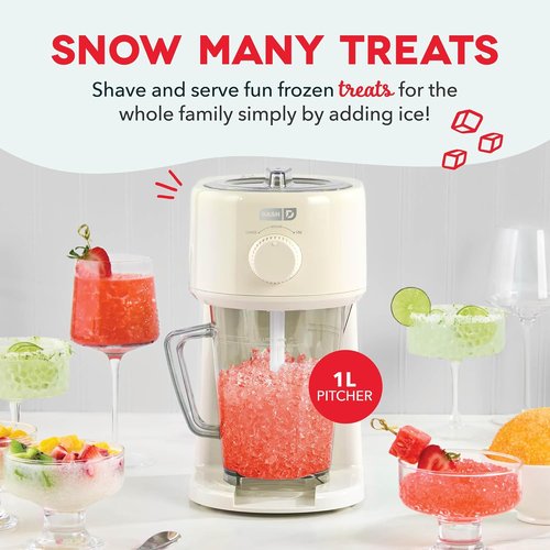 Dash Deluxe Shaved Ice & Slushy Maker - Easy Slushy & Snow Cone Machine with Pitcher & Recipe Guide - Cream