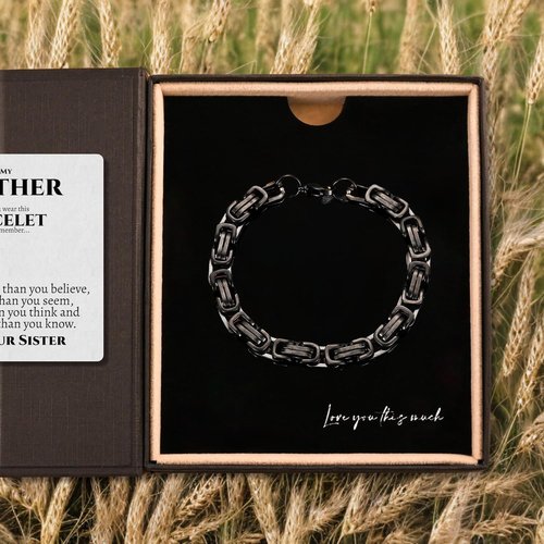 Love You This Much To My Brother Steel Bracelet - 6mm Sentimental Gift from Sister