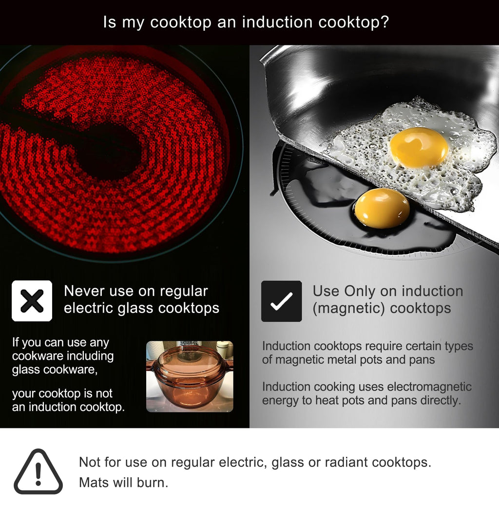 Lazy K Induction Cooktop Mat - Silicone Fiberglass Scratch Protector - for Magnetic Stove - Non slip Pads to Prevent Pots from Sliding during Cooking - Square (7.4inches) Black