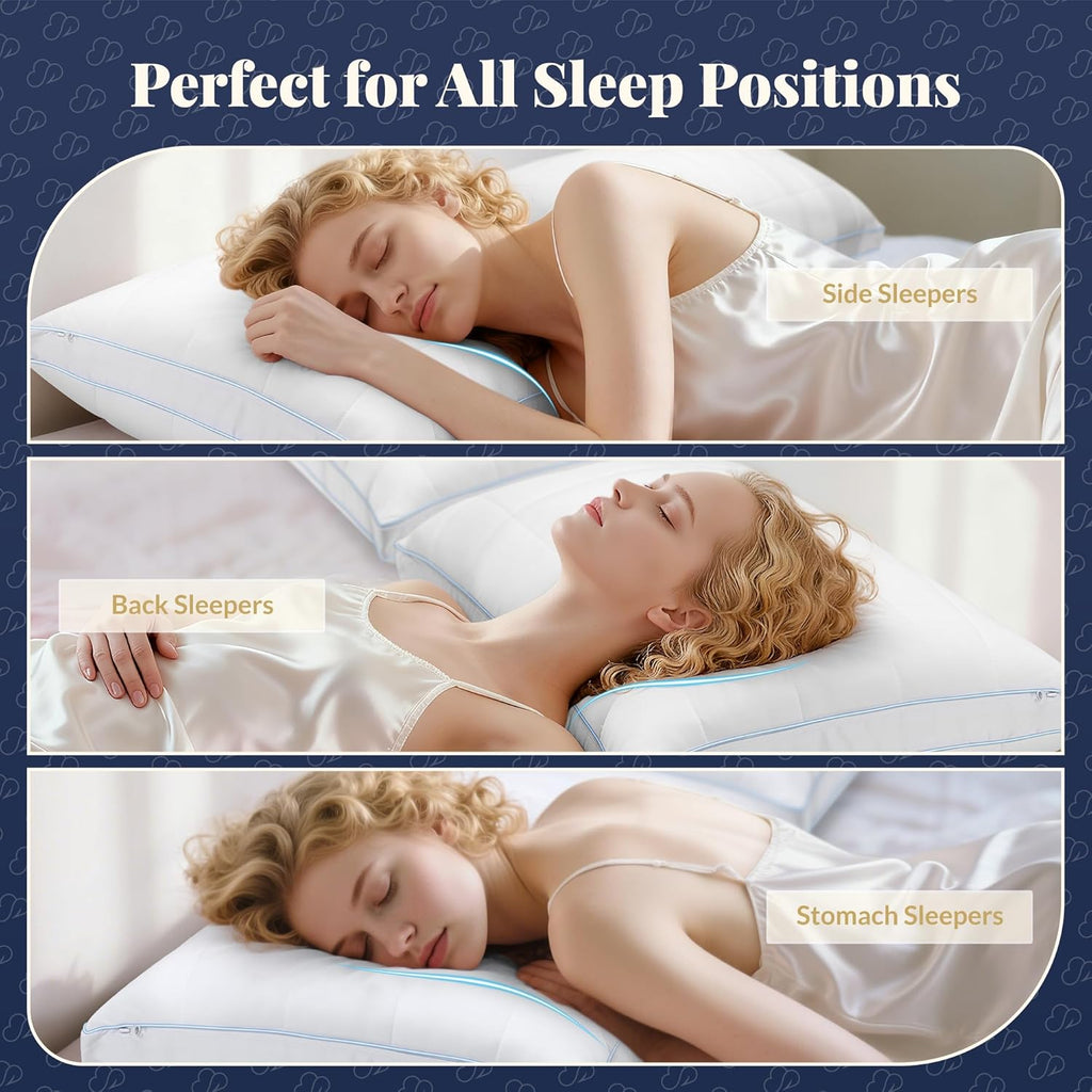 Skiennix Adjustable Bed Pillow - Queen Size Hotel Pillow with 3 Removable Inserts for All Sleepers