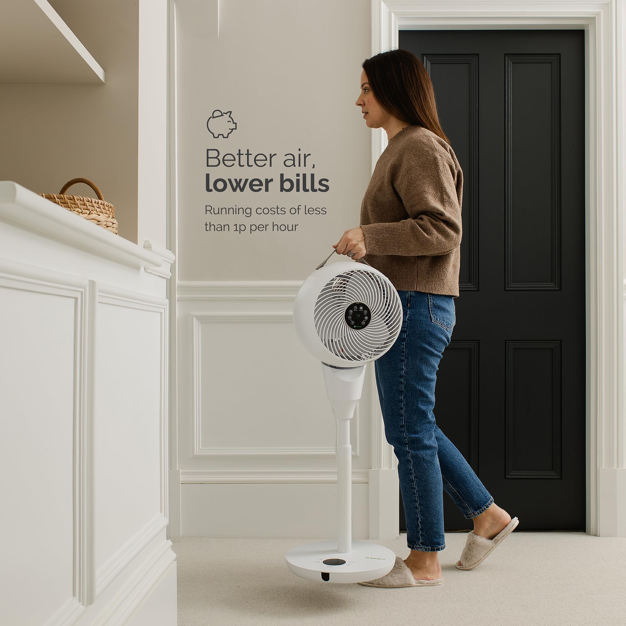 Meaco MeacoFan 1056P Pedestal fan, Air Circulator Award-winning, super-quiet, energy-efficient pedestal fan for bedroom and general home use