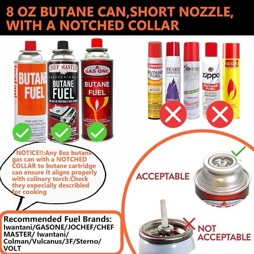 Culinary Professional Butane Torch - Adjustable Flame Cooking Tool for Crème Brûlée | Upgrade Design