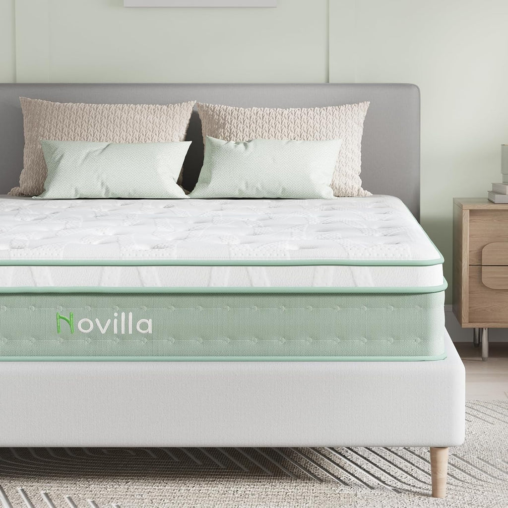 Novilla Queen Mattress - 12 Inch Hybrid Gel Memory Foam with Pocket Springs for Peaceful Sleep | Queen Size