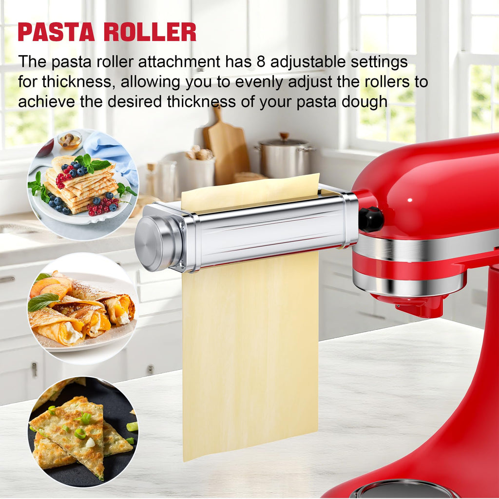Pasta Maker Attachment for all KitchenAid Stand Mixer, including Pasta Sheet Roller