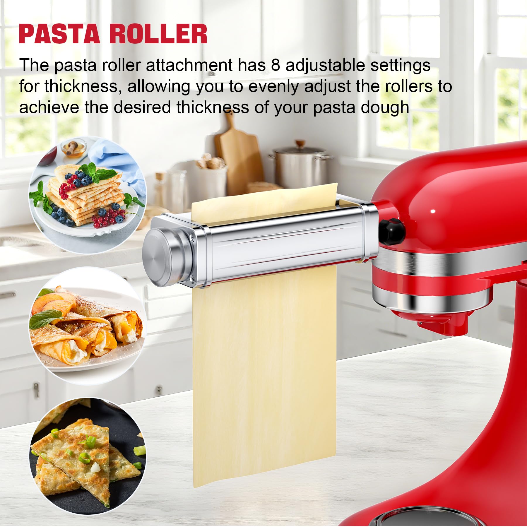 Pasta Maker Attachment for all KitchenAid Stand Mixer, including Pasta Sheet Roller